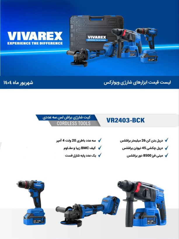 کیت شارژی براشلس 3 عددی ویوارکس VR2403-BCK