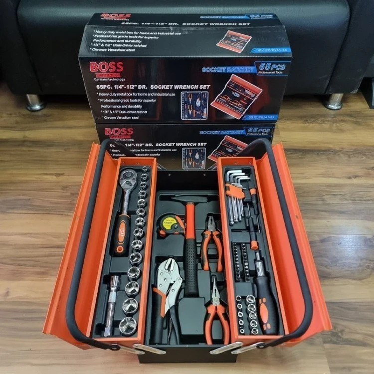 جعبه بکس و ابزار ۶۵ عددی باس مدل 65PCS