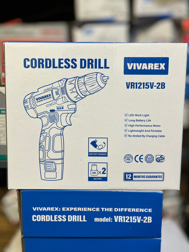 دریل پیچ گوشتی شارژی ۱۲ ولت دو باطری ویوارکس مدل VR1215V-2B