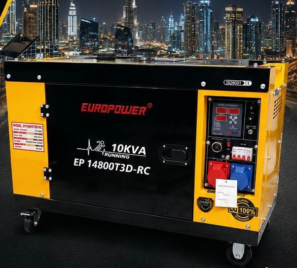 موتور برق گازوئیلی ۱۰ کیلووات سوپر سایلنت یورو پاور مدل EP14800T3D-RC تکفاز سه فاز