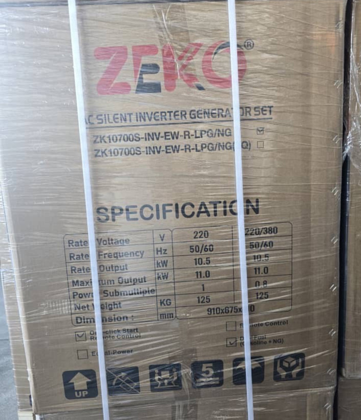 موتور برق سه گانه ۱۱ کیلووات سایلنت زیکو مدل ZK-10700-INV-EW-R-LPG/NG
