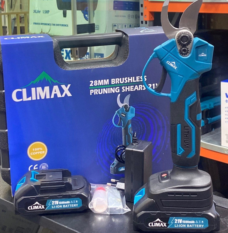 قیچی شارژی براشلس دو باطری ۲۱ ولت با تیغه اضافی کلایمکس مدل CX-2128PS